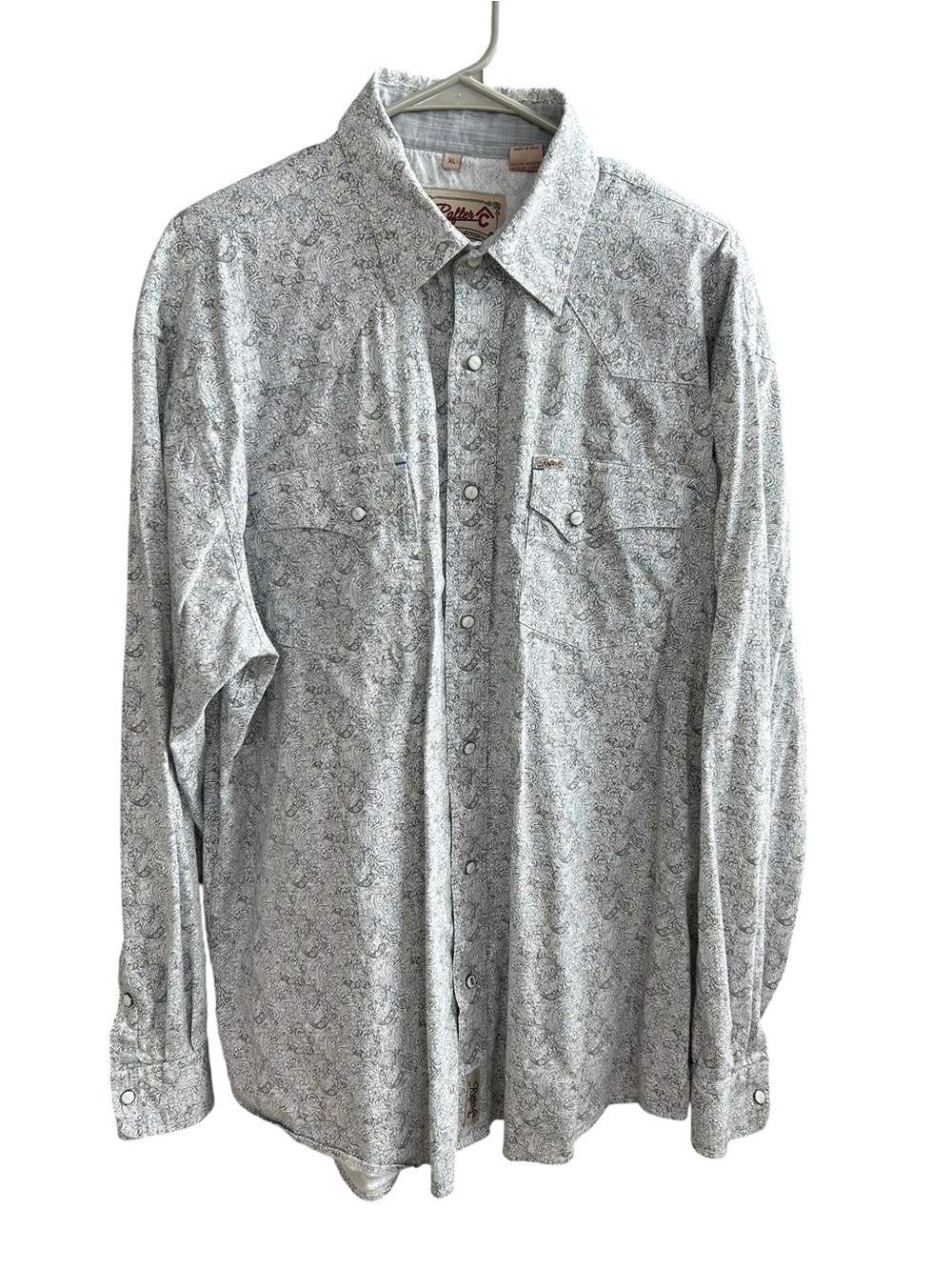 Rafter C Men’s Western Pearl Snap Button-Down Paisley Grey Shirt Size XL - Picture 2 of 12